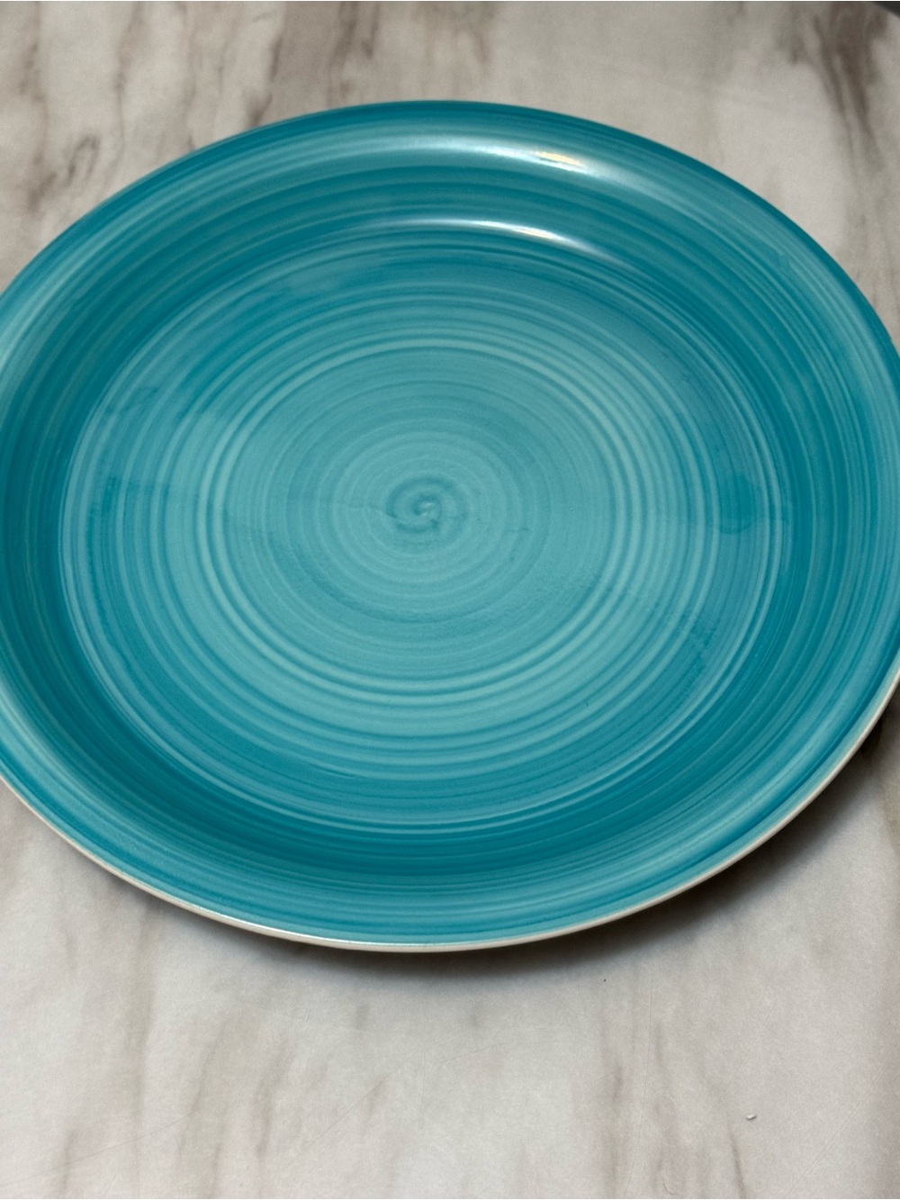 Dover & York Aqua / Turquoise Swirl stoneware ceramic dinner plate10.5”